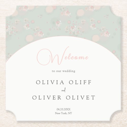 Softness Tea Roses Wedding Welcome Paper Coaster