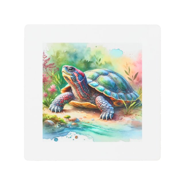 Softshell Turtle 221024AREF149 - Watercolor Metal Print (Front)