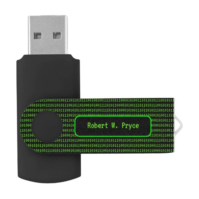 Software Code - Machine Binary & Your Name Black Flash Drive (Opened)