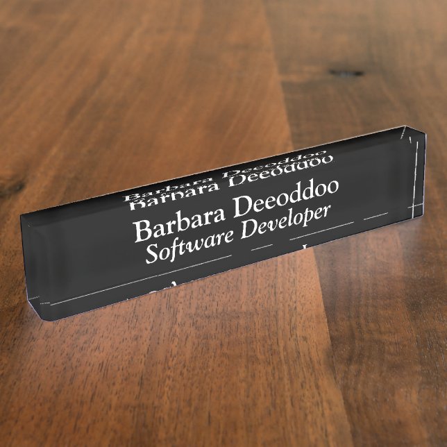 Software Developer Black Acrylic Desk Name Plate (Side)