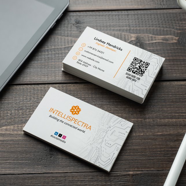 Software Developer Business | Modern Simple White Business Card (Creator Uploaded)
