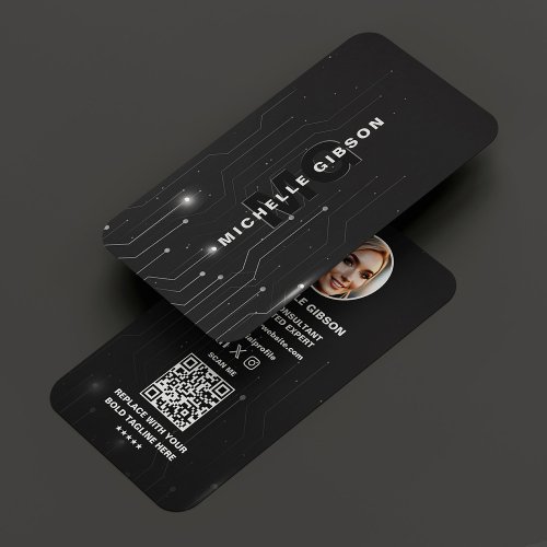 Software Developer Engineer Black Silver Modern Business Card