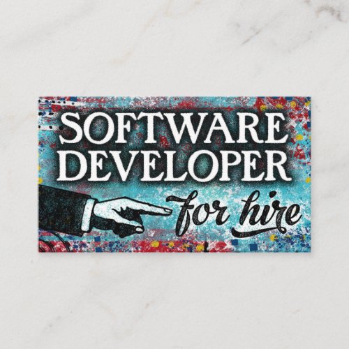 Software Developer For Hire Business Cards _ Blue 