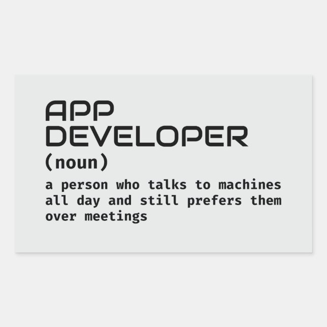 Software Developer Funny Definition Rectangular Sticker (Front)