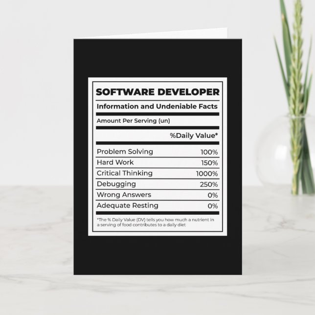 Software Developer Funny neutritunal Card (Front)
