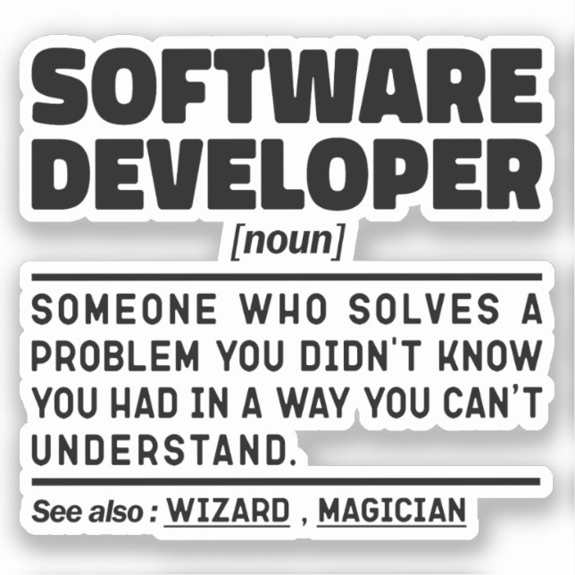 Software Developer Noun Definition Coding Expert Sticker (Front)