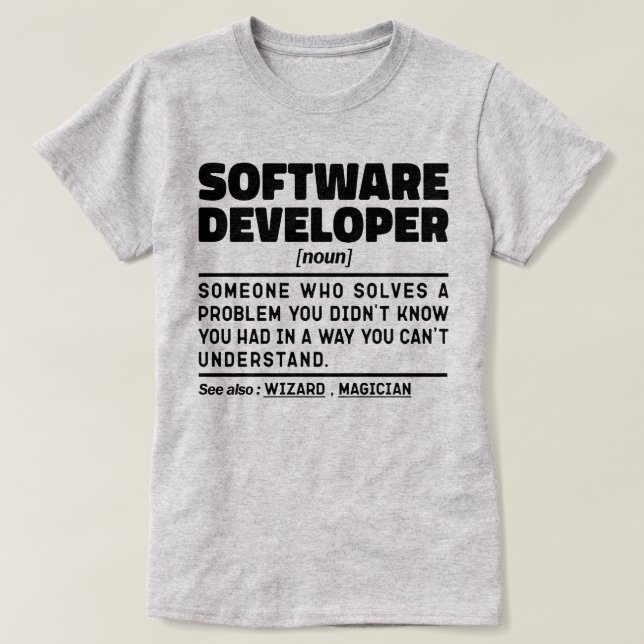 Software Developer Noun Definition Coding Expert T-Shirt (Design Front)