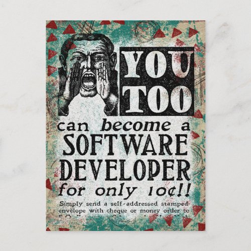 Software Developer Postcard _ Funny Vintage Retro