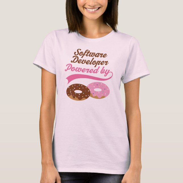 Software Developer Powered By Donuts T-shirt (Front)