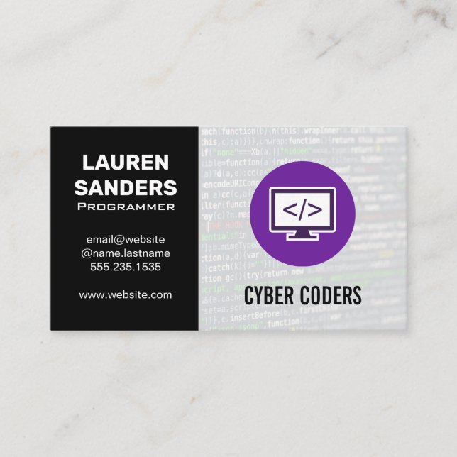 Software Developer | Programming Code Business Card (Front)