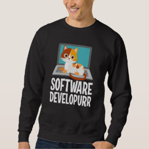 Software Developer Programming Joke Cute Cat Lapto Sweatshirt