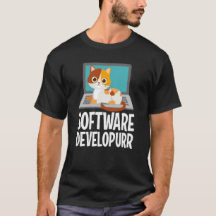 Software Developer Programming Joke Cute Cat Lapto T-Shirt