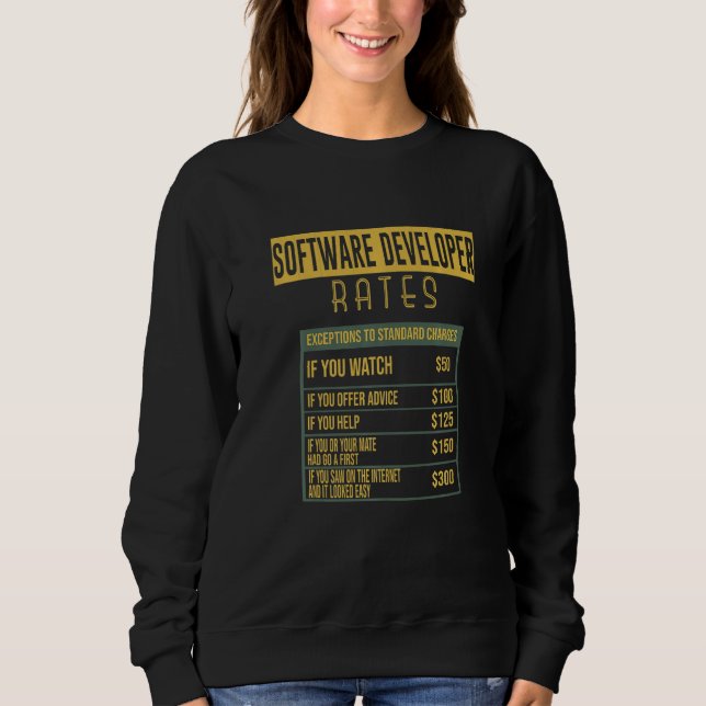 Software Developer Rates Profession Career Worker  Sweatshirt (Front)