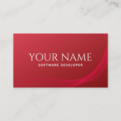 Software Developer Solutions Bright Red Line Wave Business Card
