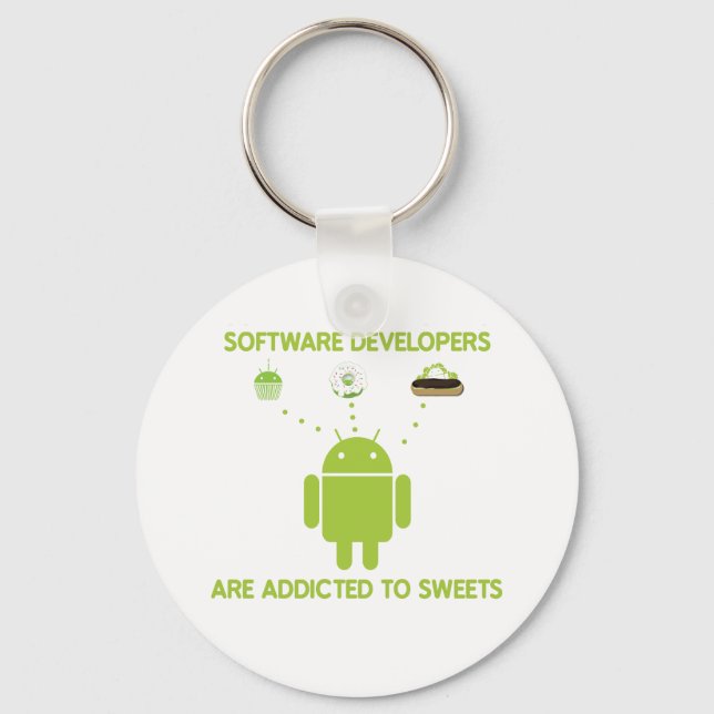 Software Developers Are Addicted To Sweets Keychain (Front)