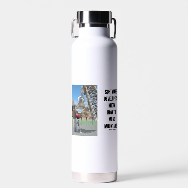 Software Developers Know How To Move Mountains Water Bottle (Front)