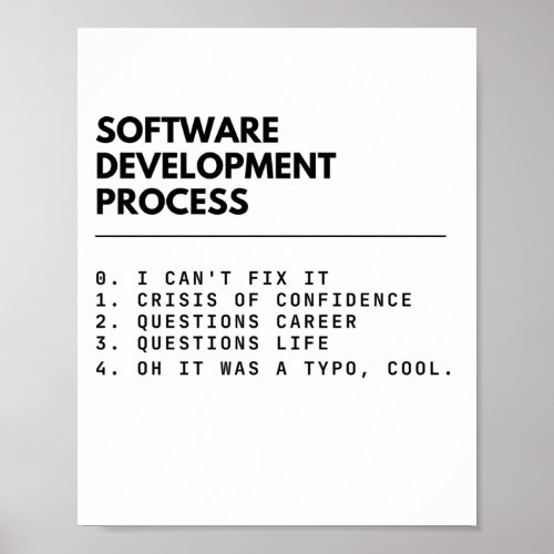Software Development Process Funny Developers Poster
