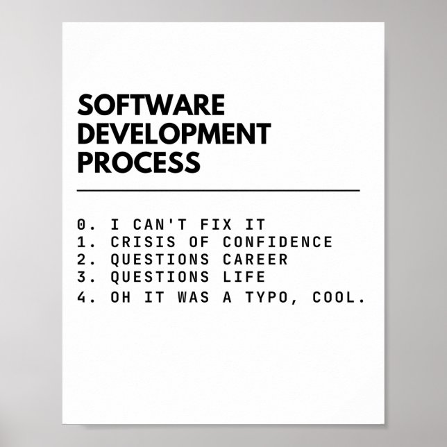 Software Development Process Funny Developers Poster (Front)