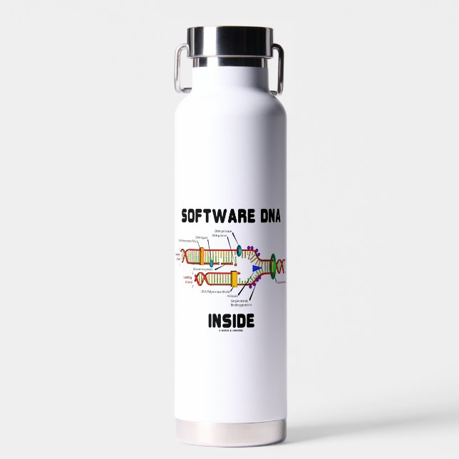 Software DNA Inside DNA Replication Humor Water Bottle (Front)
