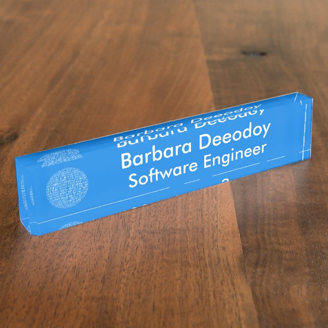 Software Engineer Blue Desk Nameplate (Side)