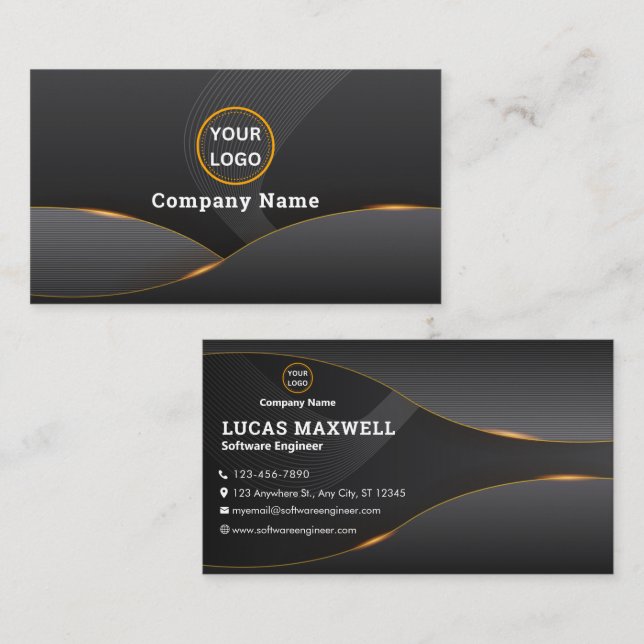Software Engineer Business Cards Black Business (Front/Back)