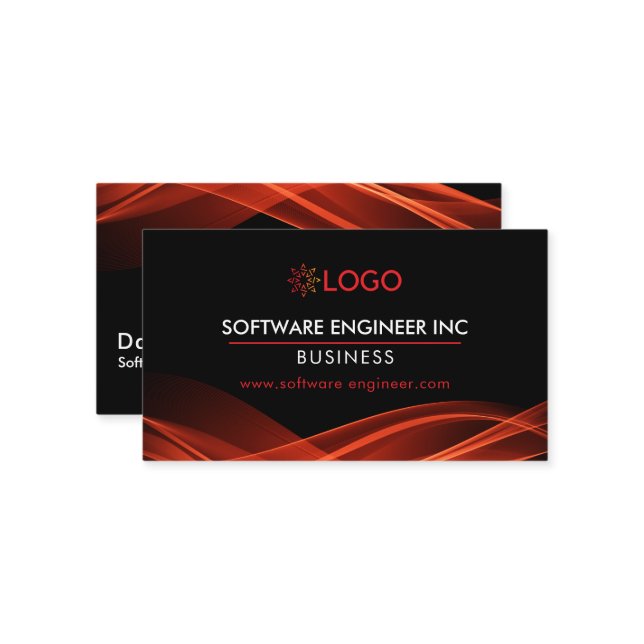 Software Engineer Business Cards Black Red Modern (Front/Back In Situ)