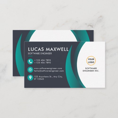 Software Engineer Business Cards Blue and White