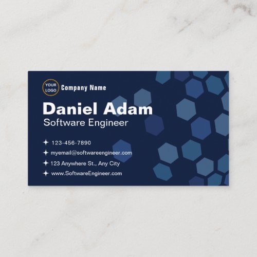 Software Engineer Business Cards Dark Blue Techno