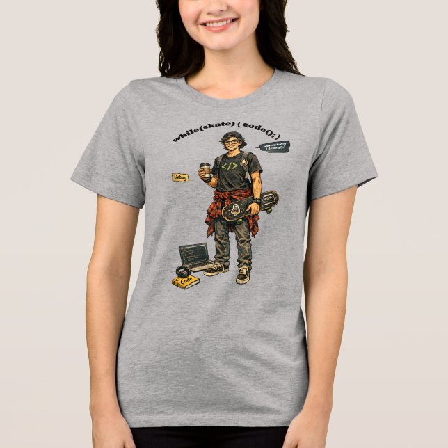 Software Engineer Coder Who Goes Skateboarding URM Tri-Blend Shirt (Front)