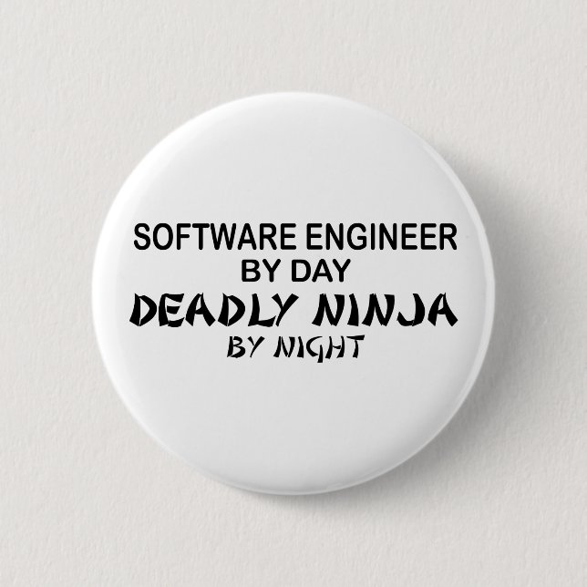 Software Engineer Deadly Ninja Pinback Button (Front)