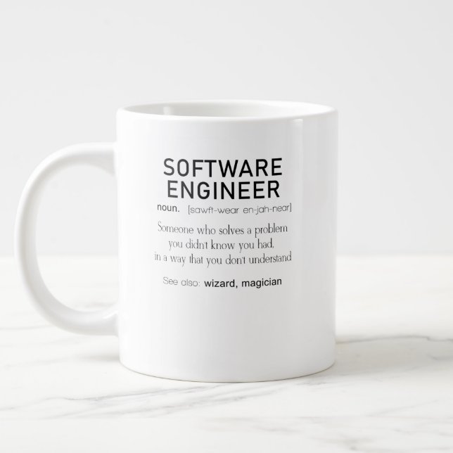 Software Engineer Definition Coder Definition Giant Coffee Mug (Left)