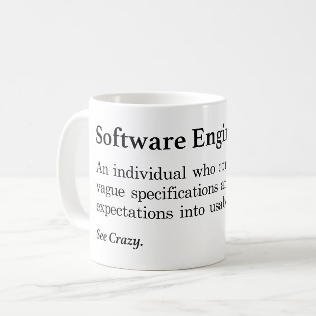 Software Engineer Definition Coffee Mug (Front Left)