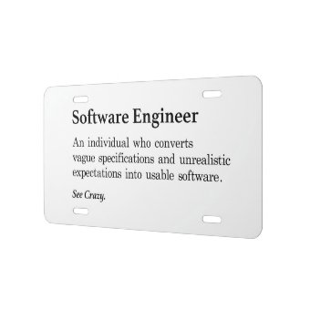 Software Engineer Definition License Plate | Zazzle