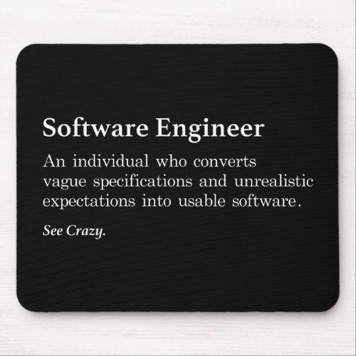 Software Engineer Definition Mouse Pad _ Dark