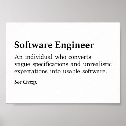 Software Engineer Definition Poster
