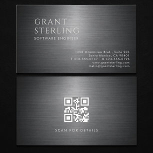 Software Engineer Metallic QR Code Business Card