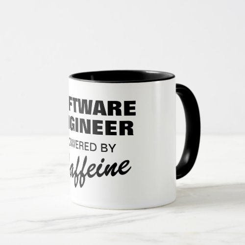 Software engineer powered by caffeine funny coffee mug