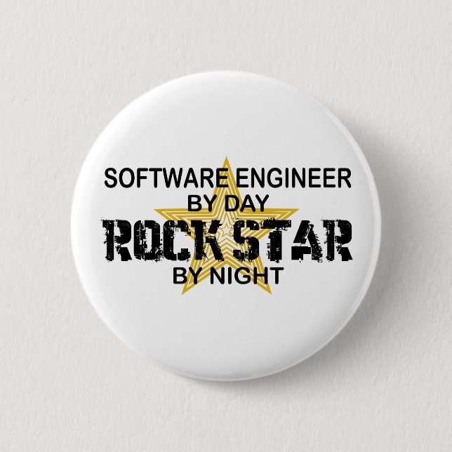 Software Engineer Rock Star by Night Button (Front)