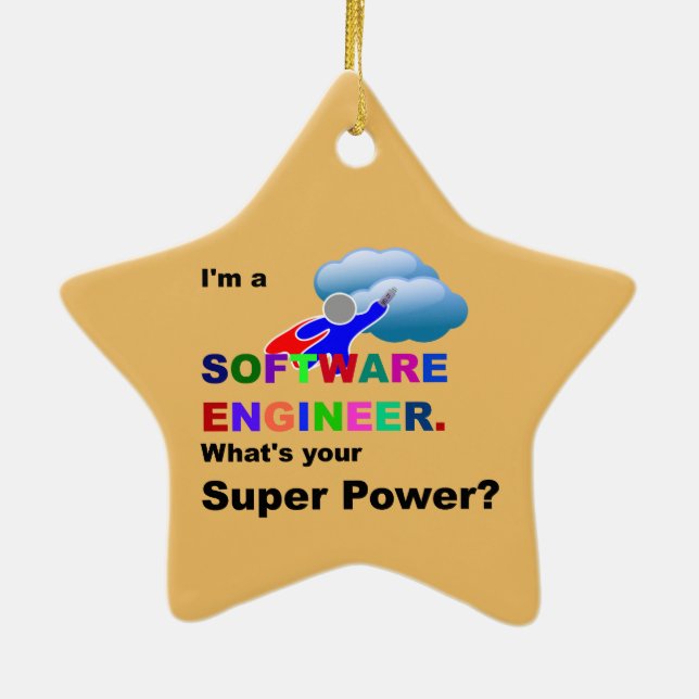 Software Engineer Superhero Ceramic Ornament (Back)