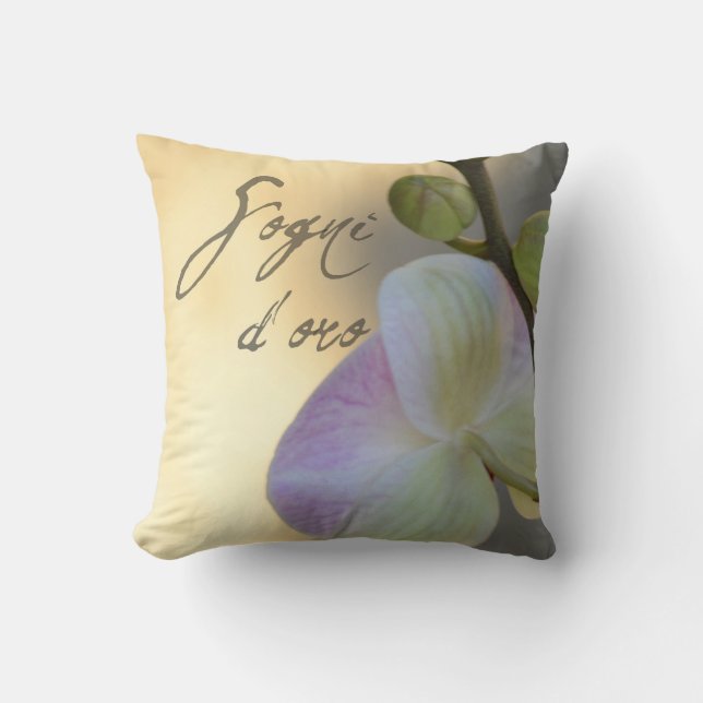 Sogni D'oro (sweet dreams) Orchid Throw Pillow (Front)