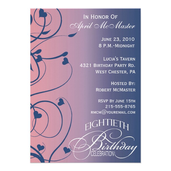 Sohisticated Swirls 80th Birthday Invitation