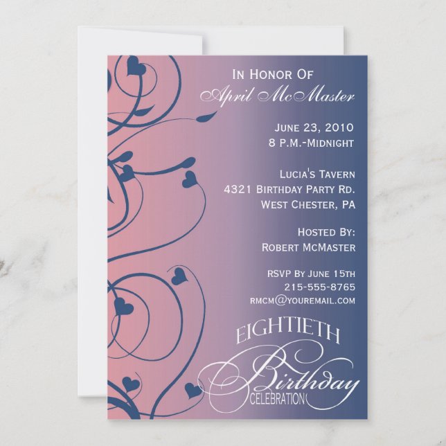 Sohisticated Swirls 80th Birthday Invitation (Front)