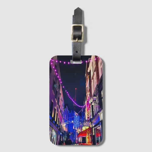 Soho Streets Lights London England  Luggage Tag