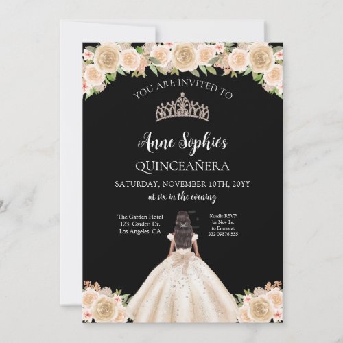 Soiree Quinceaera Tiara Black Invitation