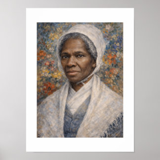 Sojourner Truth Portrait Floral Painting Poster