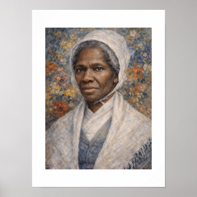 Sojourner Truth Portrait Floral Painting Poster (Front)