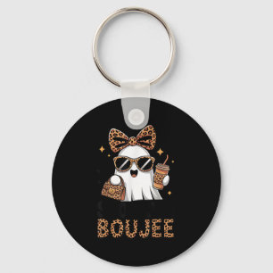 Soky & Boujee Ghost Coquette Leopard Boo Jee H Keychain