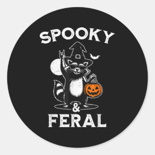 Soky And Feral Halloween Raccoon Funny Classic Round Sticker