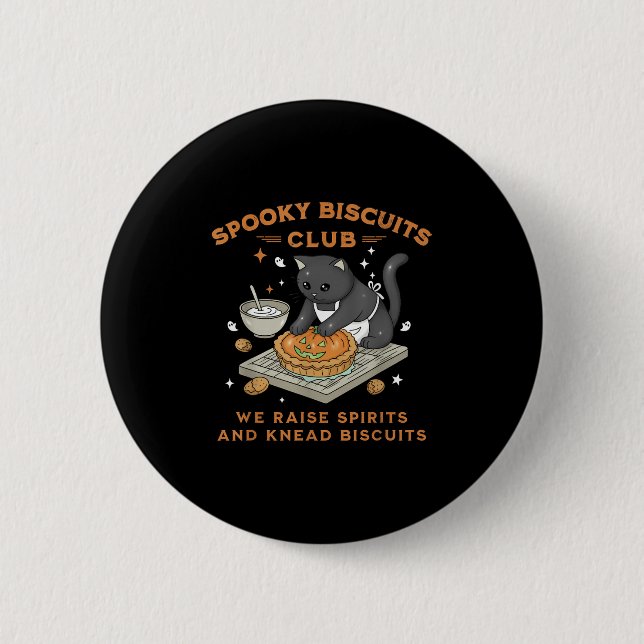 Soky Biscuits Club Black Cat Pumpkin Halloween Bak Button (Front)