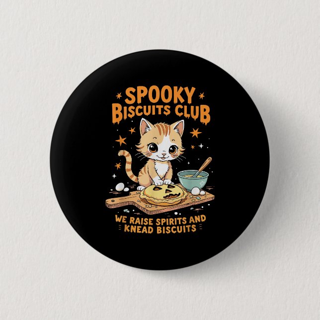 Soky Biscuits Club Cat Funny Halloween Baking  Button (Front)